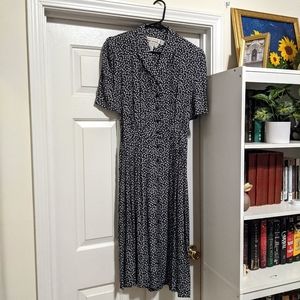 Vintage Navy Floral Secretary Dress